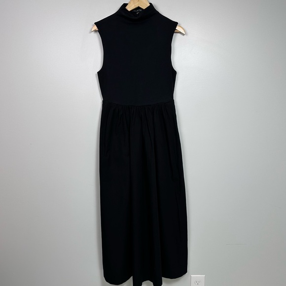 J. Crew Bestseller Mockneck Dress with Poplin Skirt Black Various BY263 - Picture 6 of 13